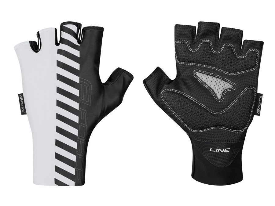 Letní krátkoprsté rukavice FORCE LINE bez zapínání, bílo-černé