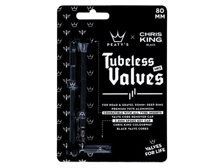 Bezdušové ventilky PEATY'S X CHRIS KING (MK2) BLACK BEZDUŠOVÉ VENTILKY - 80MM