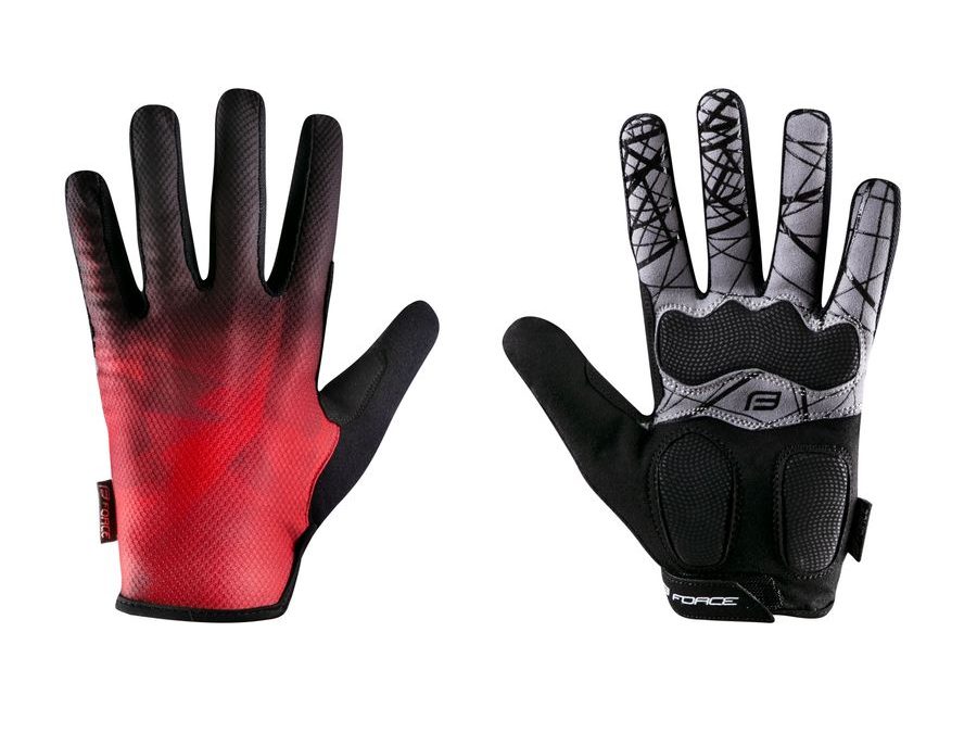 Letní dlouhoprsté rukavice FORCE MTB CORE, červené