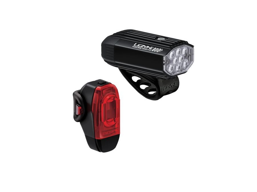 Sada světel LEZYNE LIGHT PAIR MICRO DRIVE 800+ / KTV DRIVE+ PAIR SATIN BLACK / BLACK