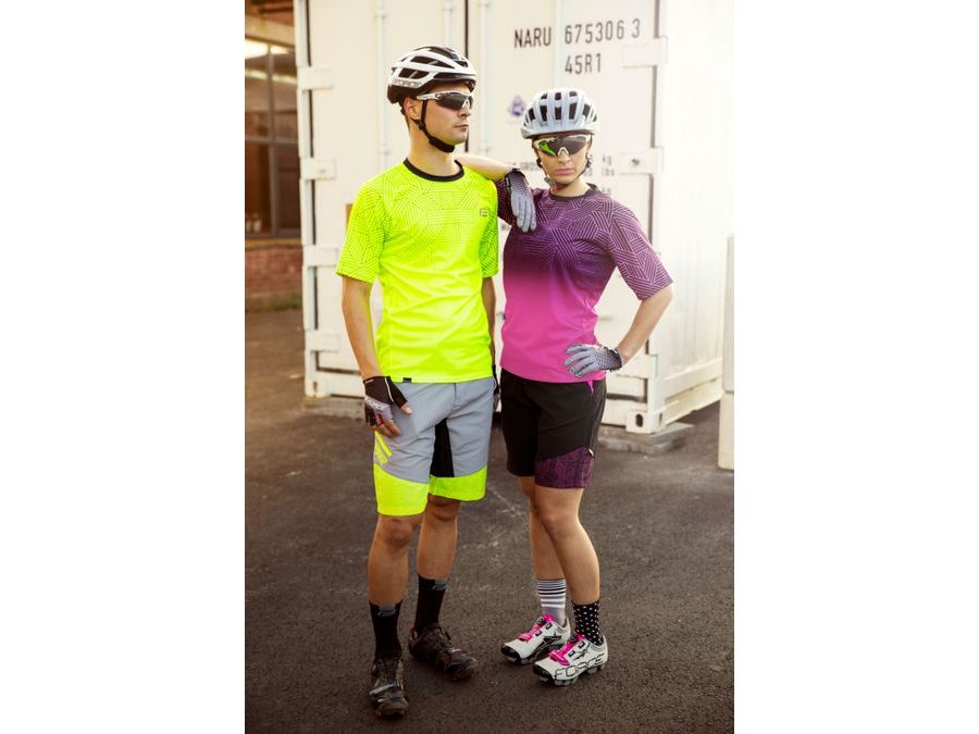 Pánské kraťasy do pasu s odnímatelnou vložkou FORCE STORM, šedo-fluo