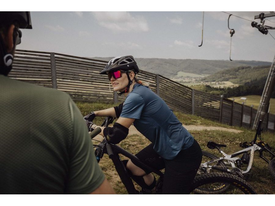 Dámský dres FORCE MTB MOUNT LADY krátký rukáv, modrý