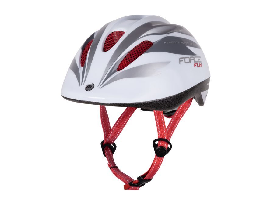 Dětská helma FORCE FUN STRIPES, bílo-šedo-červená
