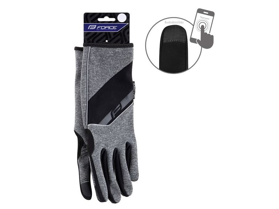Podzimní/zimní rukavice FORCE GALE softshell, šedé