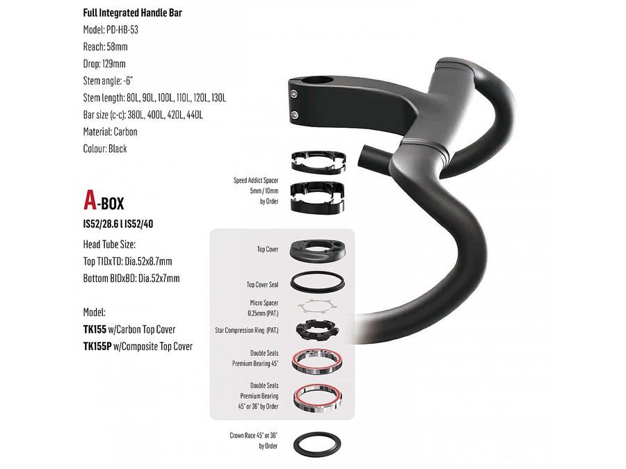 Silniční kombo set řidítka-představec TOKEN CRB 440mm/110mm