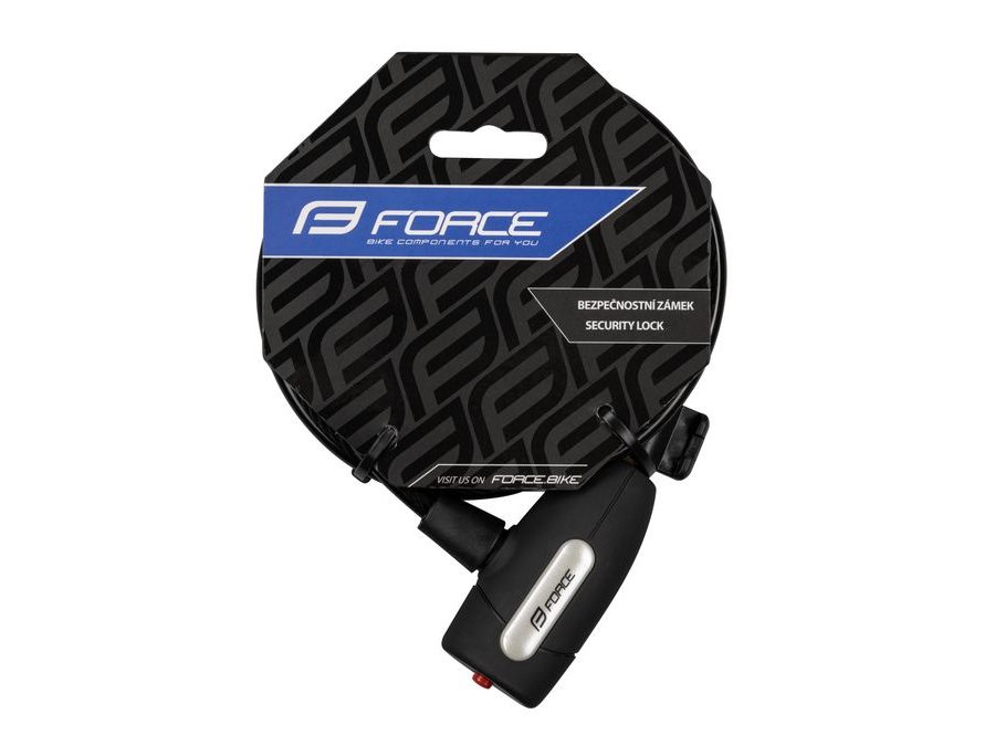 Zámek spirálový FORCE LUX s držákem 150cm/10mm, černý