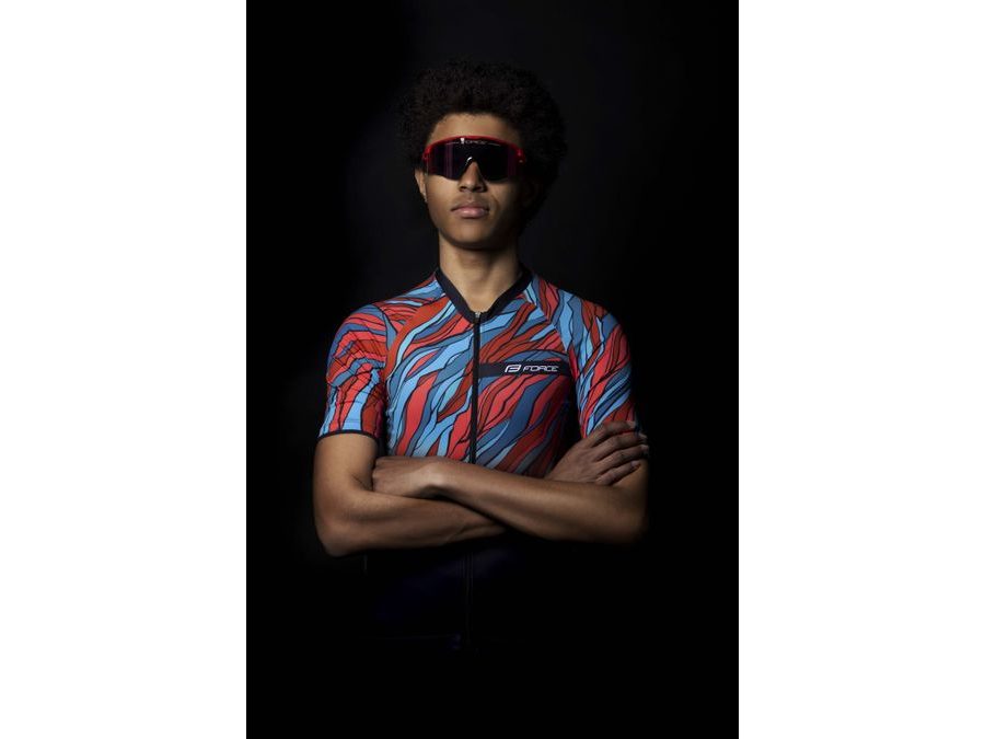 Pánský dres s krátkým rukávem FORCE LIFE, černo-petrolej-červený