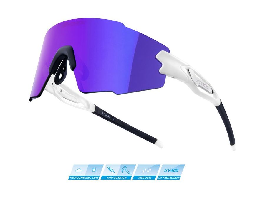 brýle FORCE MANTRA bílé, fialové zrc. sklo