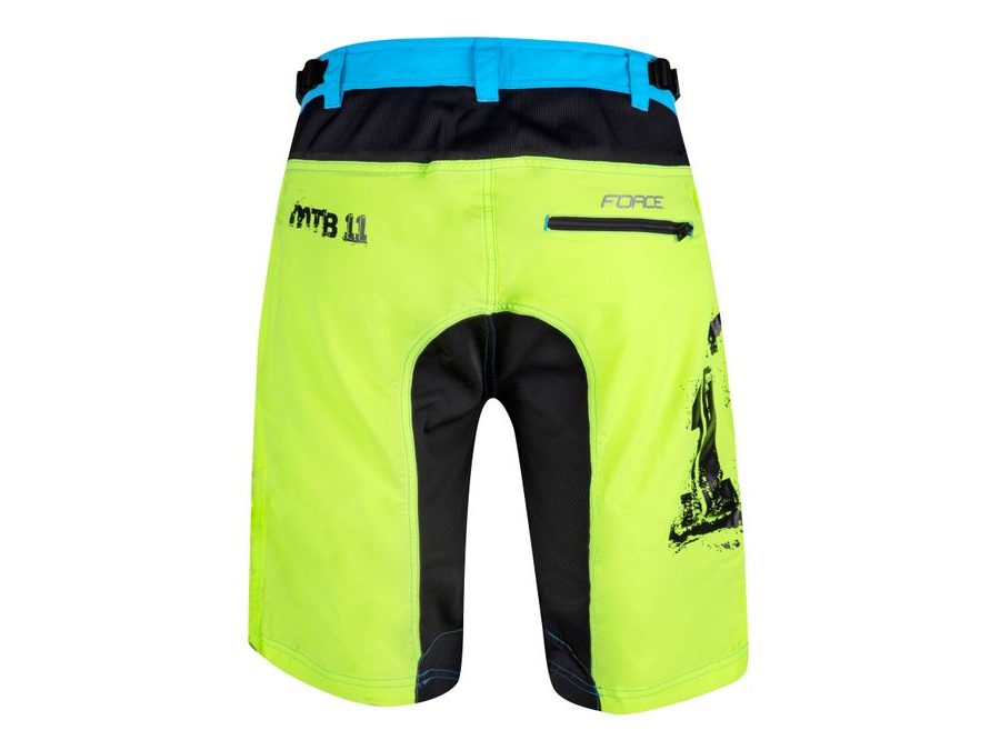 Pánské kraťasy do pasu s odnímatelnou vložkou FORCE MTB-11, fluo