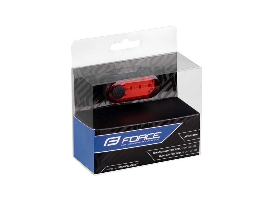 blikačka zadní FORCE PILL 12 LM, 3 x LED, USB