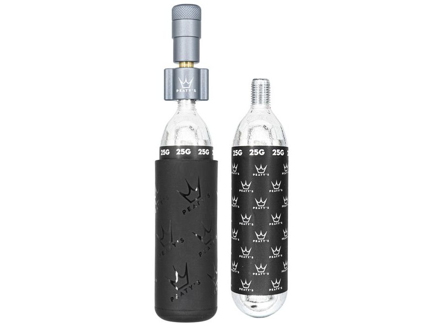 Kit CO2 bombičky a hustilka PEATY'S HOLESHOT CO2 PUMPA + BOMBIČKY 2 KS - MTB (25G) - SLATE