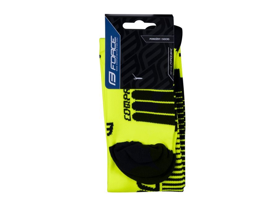 Kompresní ponožky FORCE COMPRESS, fluo-černé