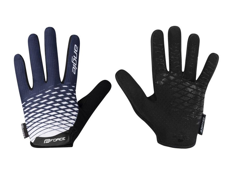 Letní dlouhoprsté rukavice FORCE MTB ANGLE, bílo-modré