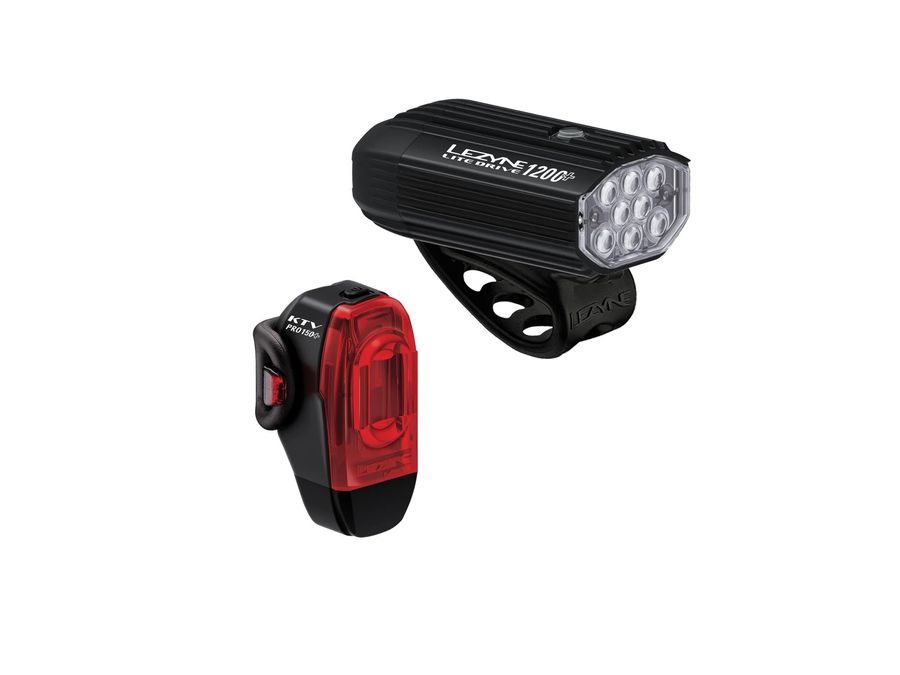 Sada světel LEZYNE LIGHT PAIR LITE DRIVE 1200+ / KTV DRIVE PRO+ PAIR SATIN BLACK / BLACK