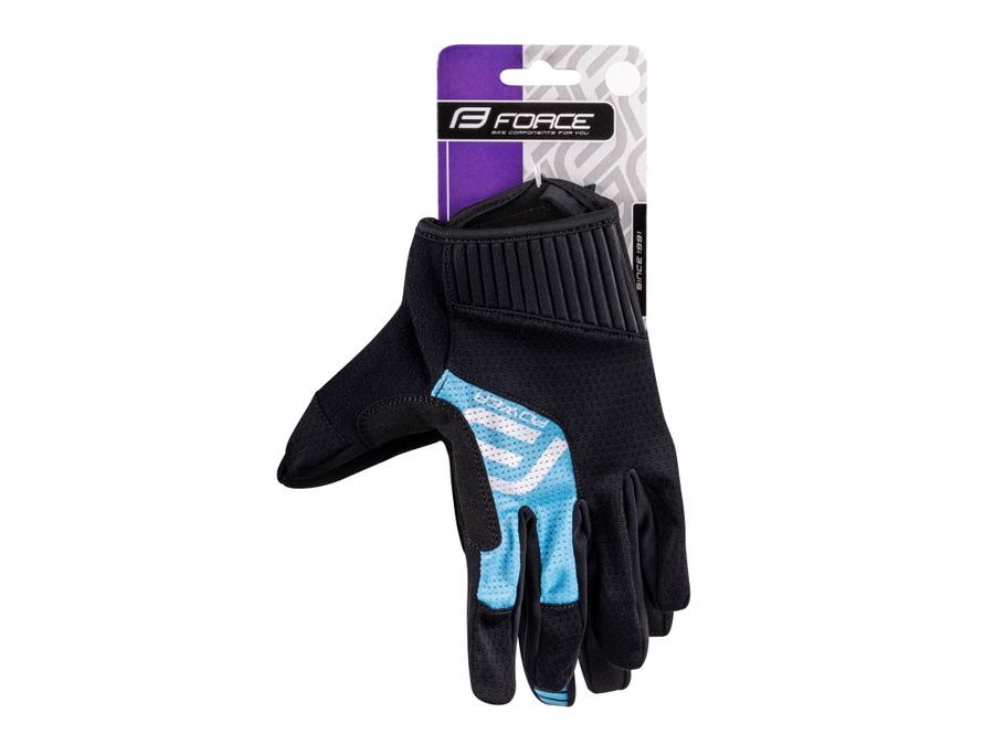 Letní dlouhoprsté rukavice FORCE MTB POWER, černo-modré