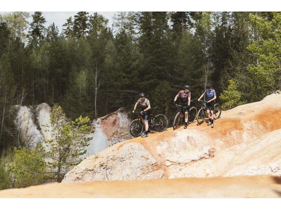 Pánský dres s krátkým rukávem FORCE LIFE, černo-petrolej-červený