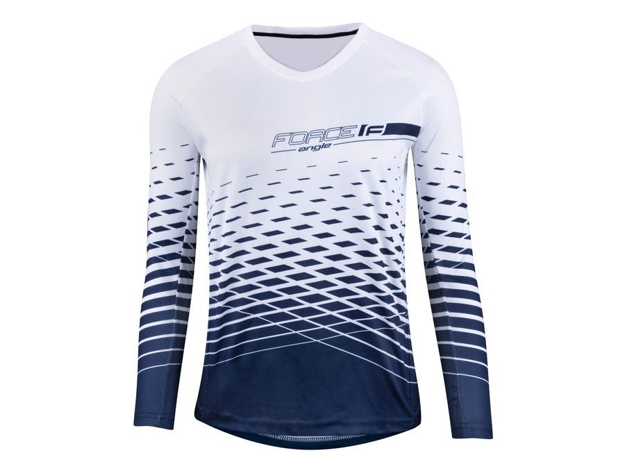 Dámský dres s dlouhým rukávem FORCE MTB ANGLE LADY, bílo-modrý
