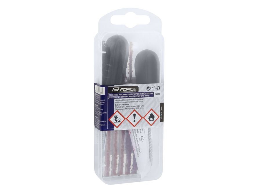 Sada FORCE pro opravu bezdušových plášťů s nářadím