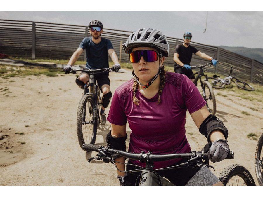 Dámský dres FORCE MTB MOUNT LADY krátký rukáv, fialový