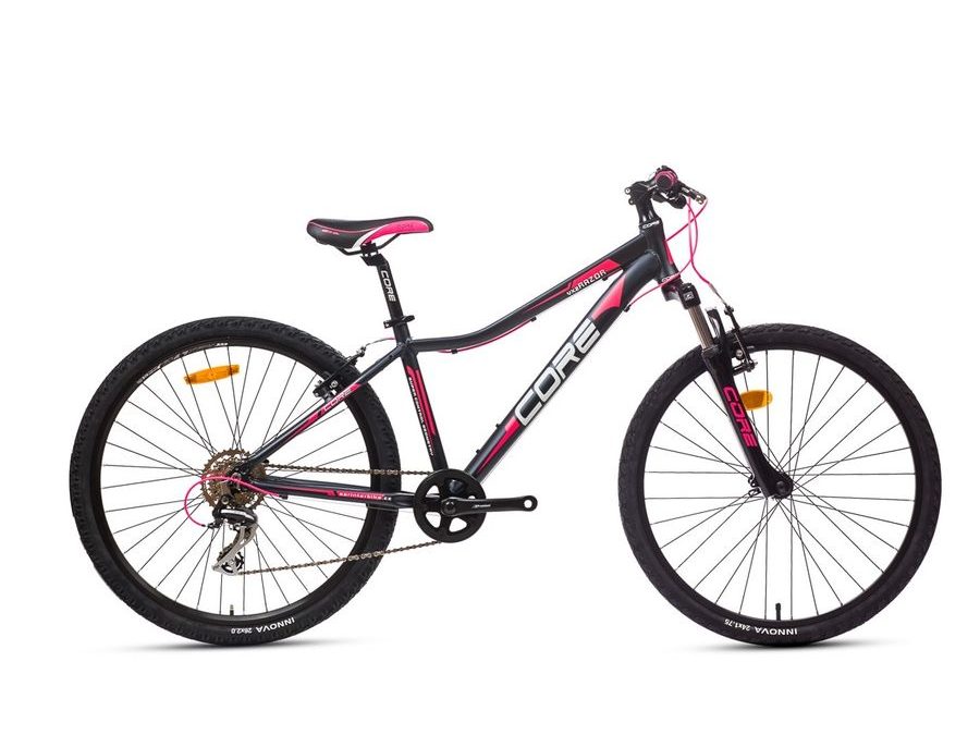 Dětské kolo Core Razor 26", černo-růžový 15", 1x9s, s odpruženou vidlicí, 2025
