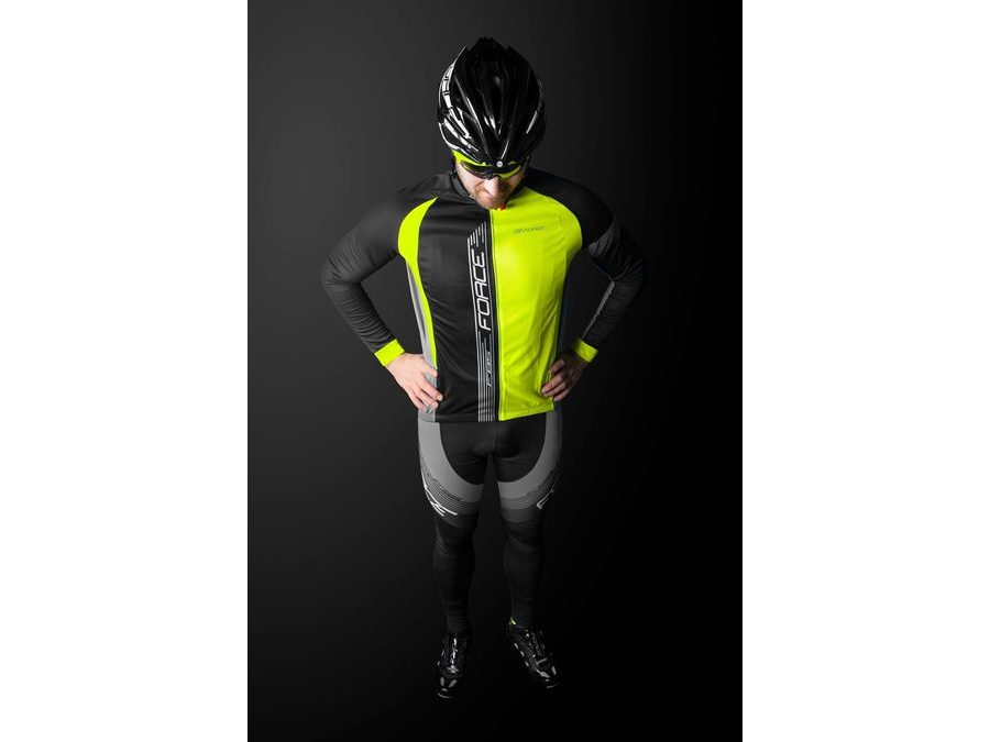 Pánský dres s dlouhým rukávem Force F85, černo-fluo-šedý