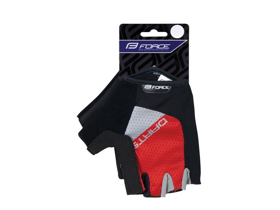 Letní krátkoprsté rukavice FORCE DARTS gel bez zapínání, červeno-šedé