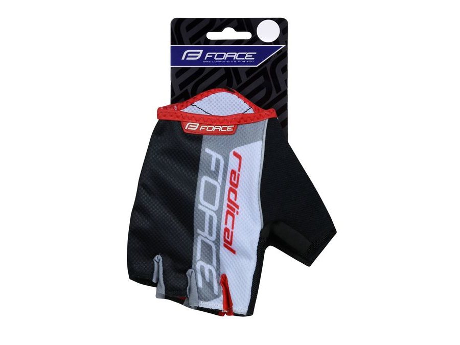 Letní krátkoprsté rukavice FORCE RADICAL, černo-bílo-červené