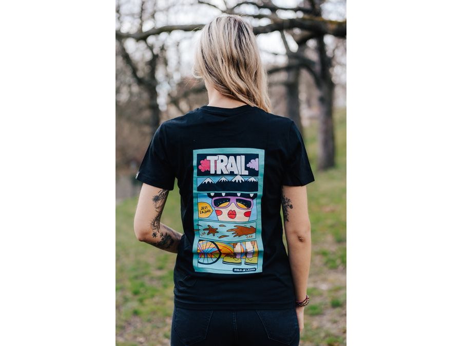 Tričko s krátkým rukávem Kolo je láska JES ŠAJNÍ UNI, černá