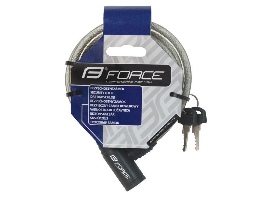 Zámek spirálový FORCE ECO s držákem 120cm/8mm, čirý