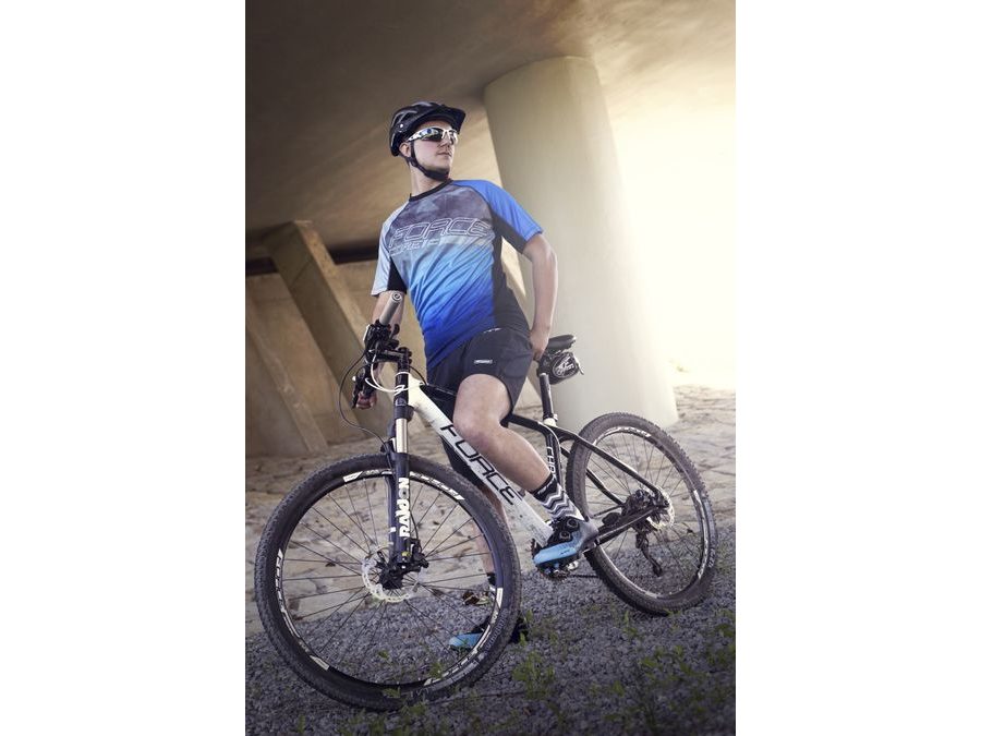 Pánský dres s krátkým rukávem Force MTB Core, šedo-modrý