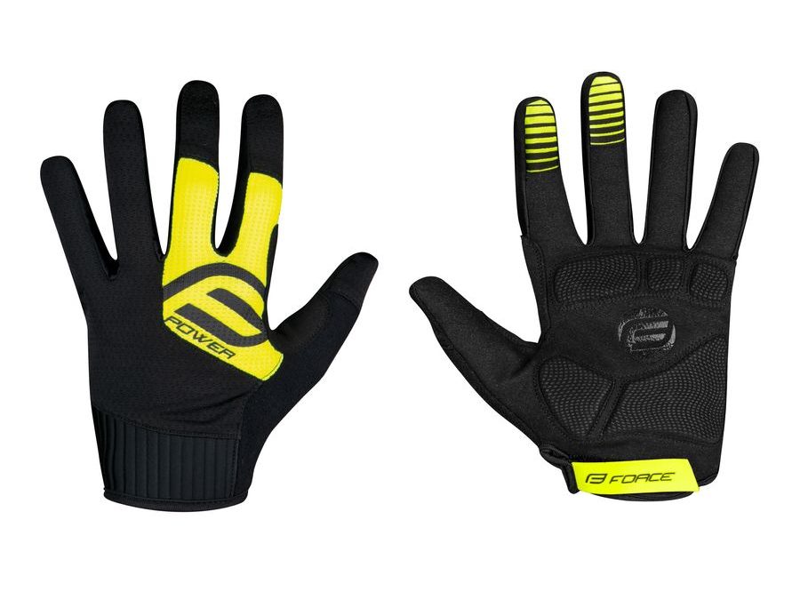 Letní dlouhoprsté rukavice FORCE MTB POWER, černo-fluo