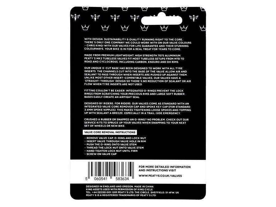 Bezdušové ventilky PEATY'S X CHRIS KING (MK2) TURQUOISE BEZDUŠOVÉ VENTILKY - 80MM
