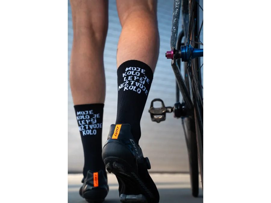 Dlouhé ponožky Kolo je Láska Moje kolo je lepší, černá