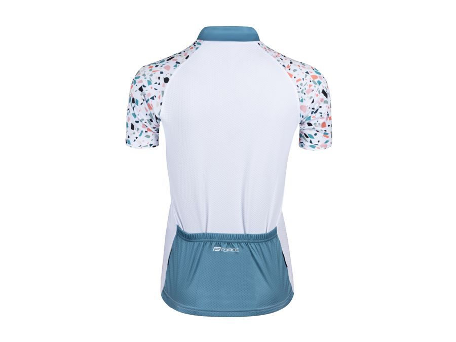 Dámský dres FORCE ROCK LADY krátký rukáv, bílo-tyrkysový