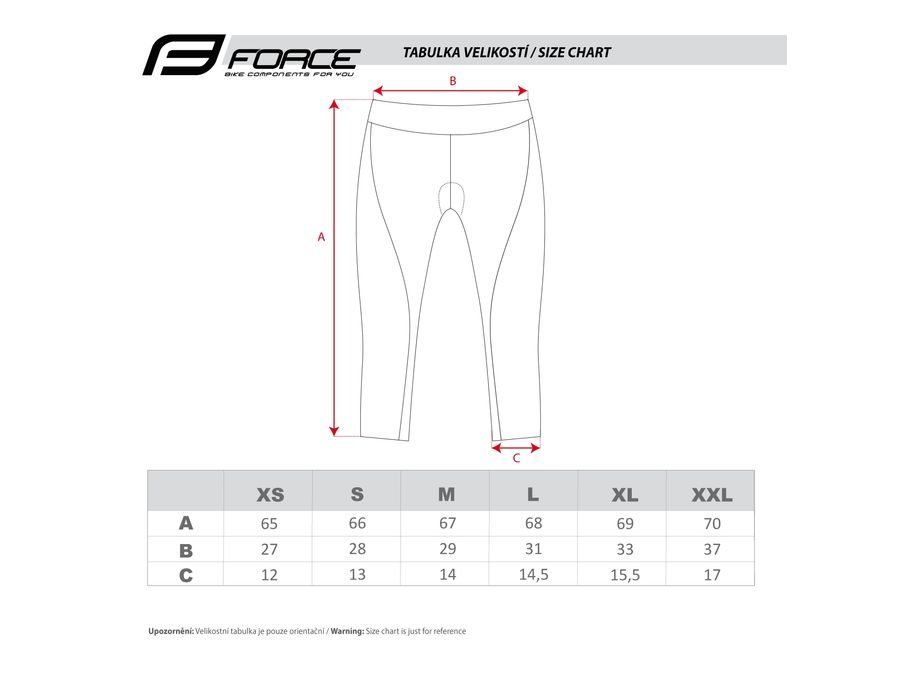 Dámské 3/4 kalhoty do pasu s vložkou FORCE LADY BIKE, černé