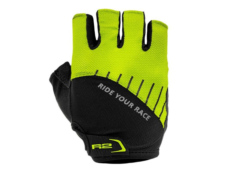 Letní krátkoprsté rukavice R2 VOUK ATR19D, černo-fluo