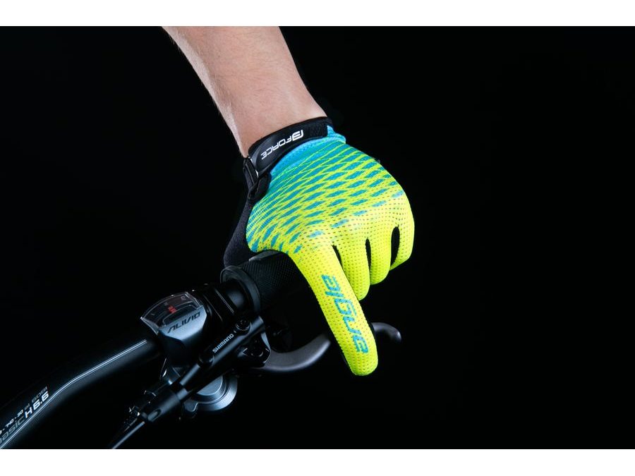 Letní dlouhoprsté rukavice FORCE MTB ANGLE, fluo-modré