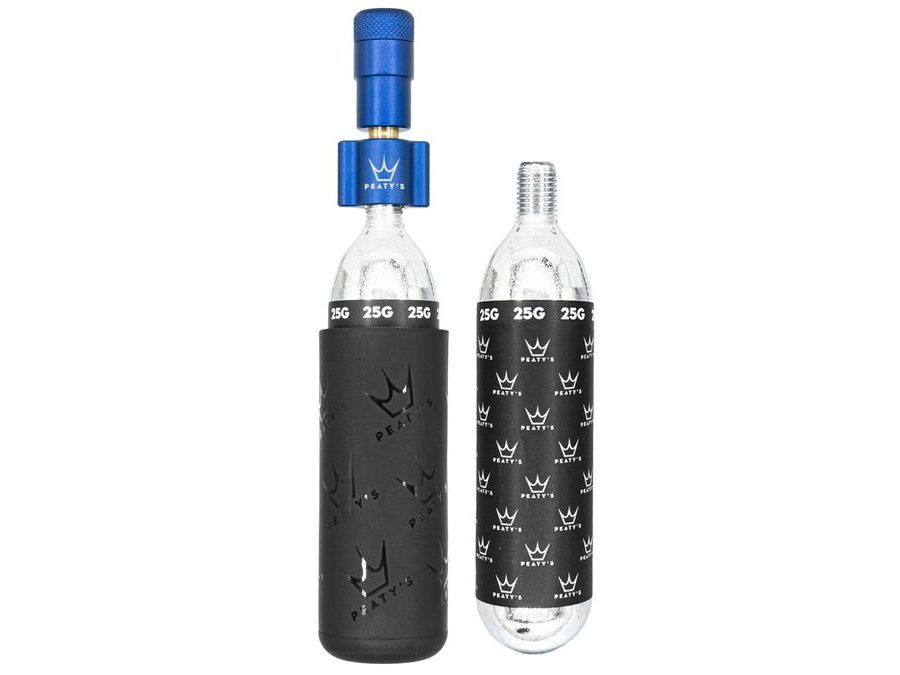 Kit CO2 bombičky a hustilky PEATY'S HOLESHOT CO2 PUMPA + BOMBIČKY 2 KS - MTB (25G) - NAVY