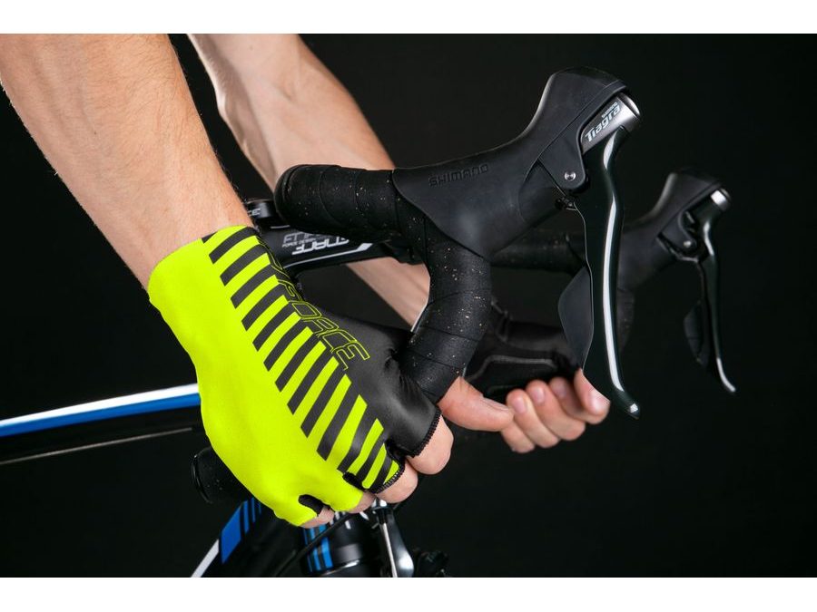 Letní krátkoprsté rukavice FORCE LINE bez zapínání, fluo-černé