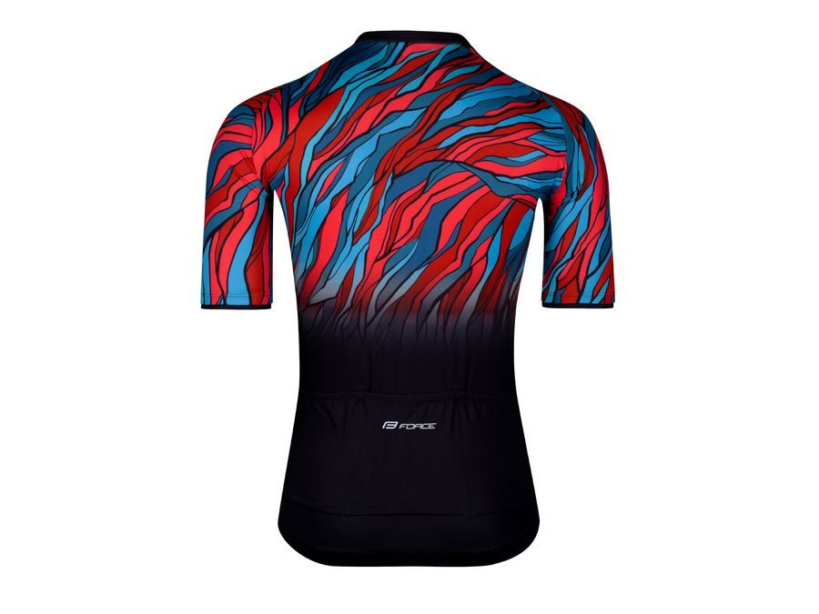 Pánský dres s krátkým rukávem FORCE LIFE, černo-petrolej-červený