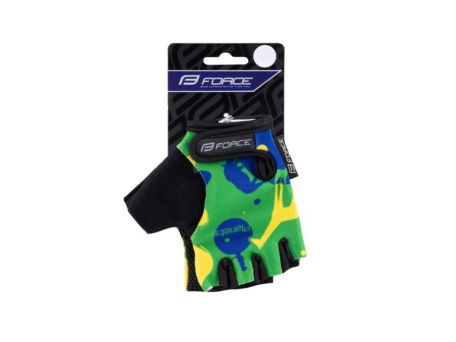 Dětské krátkoprsté rukavice FORCE PLANETS KID, zeleno-žluté