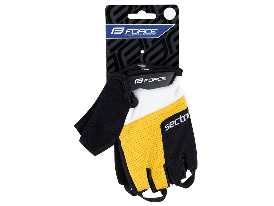 Letní krátkoprsté rukavice FORCE SECTOR gel, černo-žluté