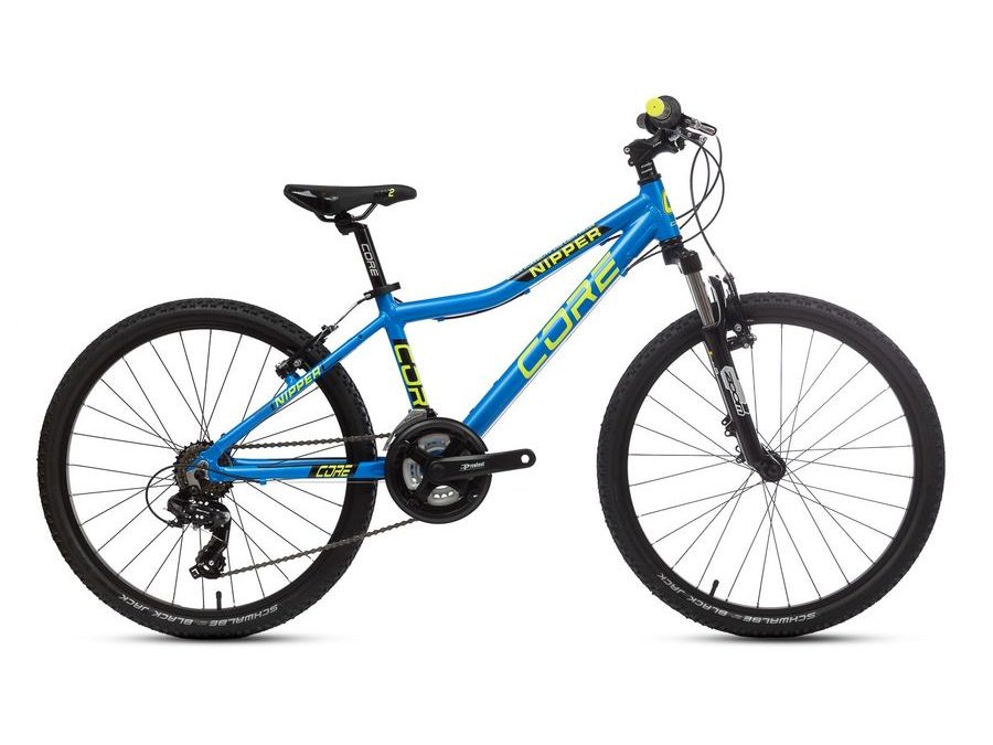 Dětské kolo Core Nipper 24", 3x6s, s odpruženou vidlicí - modrý mat se žlutou, 2025