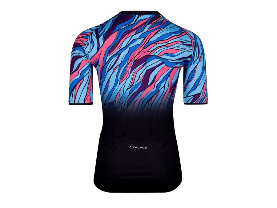 Pánský dres s krátkým rukávem FORCE LIFE, černo-modro-růžový