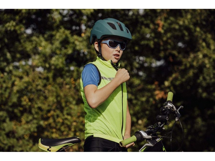 Dětská vesta FORCE WINDPRO KID, plná záda, fluo