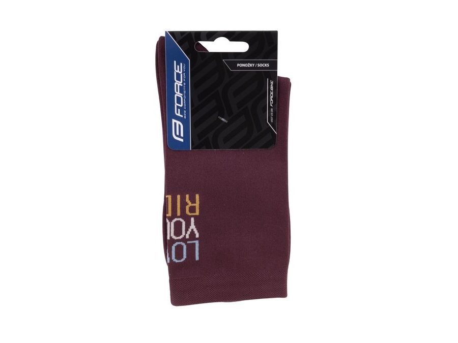 Dlouhé ponožky FORCE LOVE YOUR RIDE, vínová