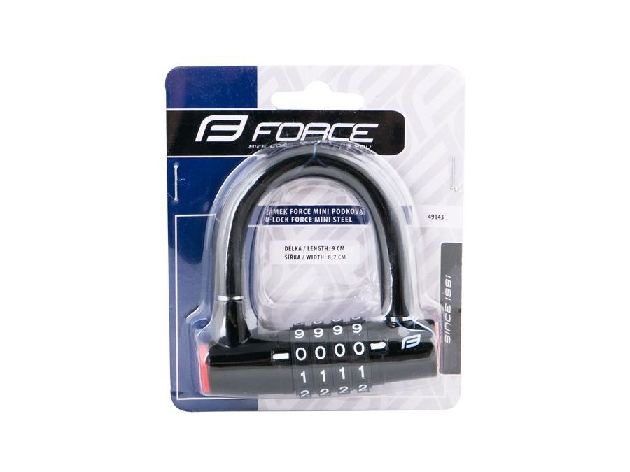 Zámek FORCE MINI podkova 9cm x 8,7cm Fe, černý