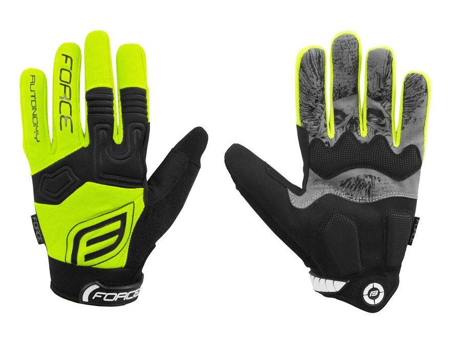 Letní dlouhoprsté rukavice FORCE MTB AUTONOMY, fluo