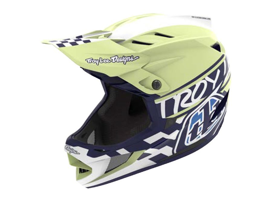 Integrální helma Troy Lee Designs D4 POLYACRYLITE FIFTY-50 NAVY / GLO YELLOW 2025