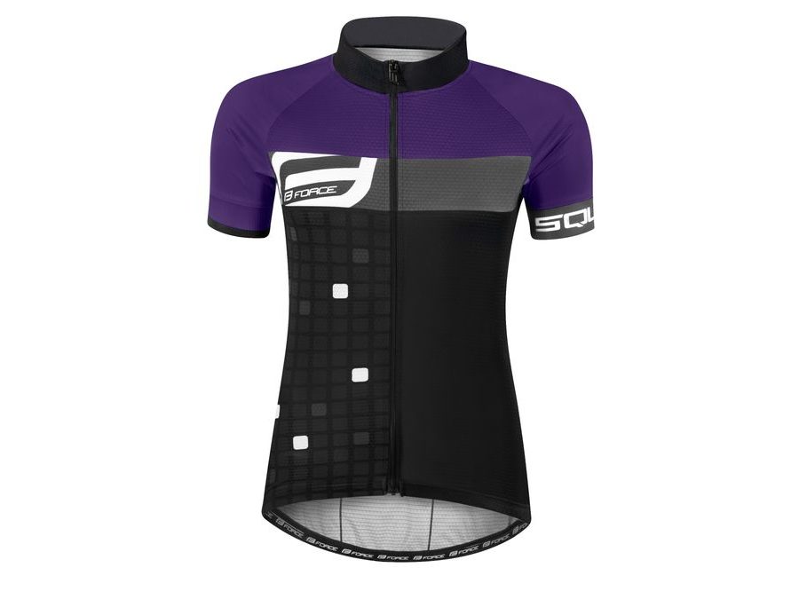 Dámský dres s krátkým rukávem FORCE SQUARE LADY, černo-fialový